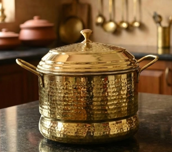 Brass Idli pot: Perfect South Indian Idli Maker, 4 Plates, 16 Pits multi usable-2