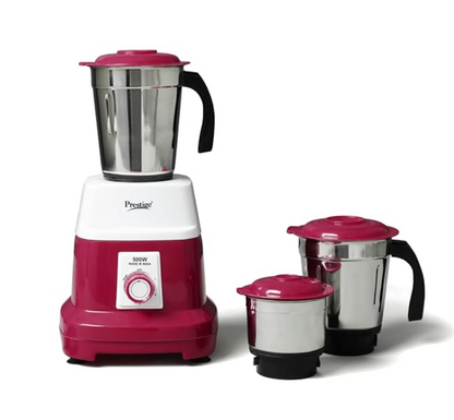 Prestige 500 Watts Orion Mixer Grinder with 3 Stainless Steel Jars |2 years warranty| Red & White