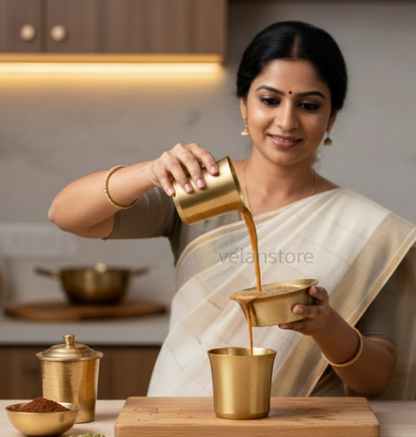 हाथ से बना शुद्ध कांसे का चाय का कप और तश्तरी – परिवार और मेहमानों के लिए उत्तम उपहार