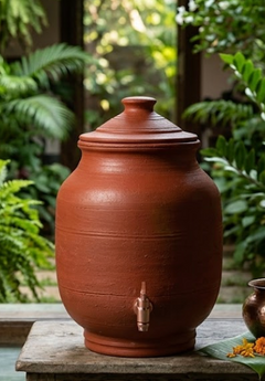 Clay Water Tank With Tap | Terracotta-3