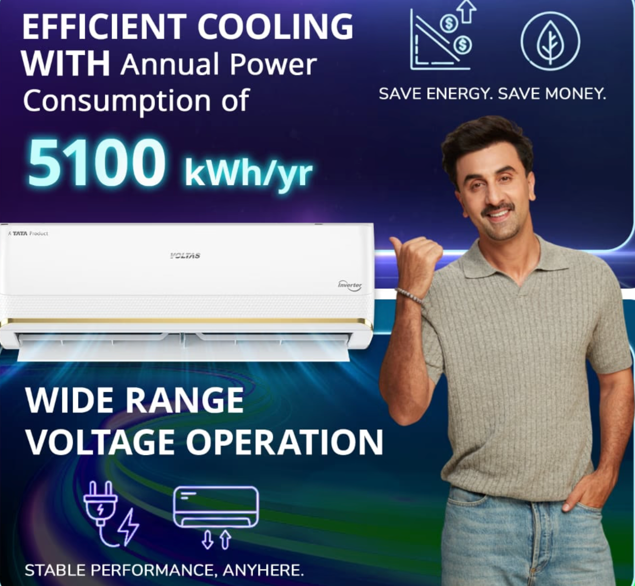Voltas 1.5 Ton 3 Star Inverter Split Air Conditioner, Vertis Regent Magnum-3