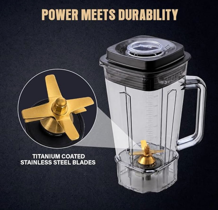 Sujata BLENDMATIC 1000W Commercial Juicer Mixer Grinder | 1750 ml BPA Free Unbreakable Jar | Overload Protection | Commercial Heavy Duty Blender, Powerfull & High Speed Motor | Black