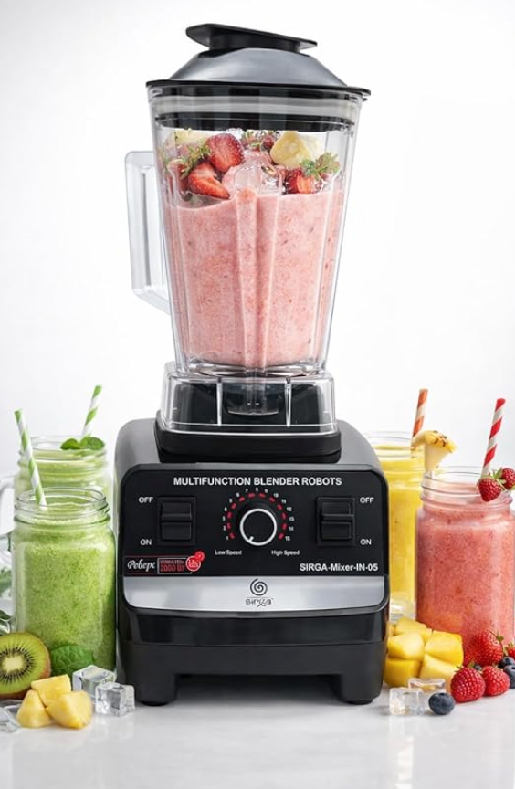 Sirga 2000W Commercial Heavy Duty Mixer Blender Grinder | 15 Speed Control | 2L + 0.5L BPA-Free Jars | Pure Copper Motor | Ice, Meat & Masala Grinding | Pulse Mode | 6 Stainless Steel Blades