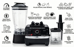 Sirga 2000W Commercial Heavy Duty Mixer Blender Grinder | 15 Speed Control | 2L + 0.5L BPA-Free Jars | Pure Copper Motor | Ice, Meat & Masala Grinding | Pulse Mode | 6 Stainless Steel Blades-5