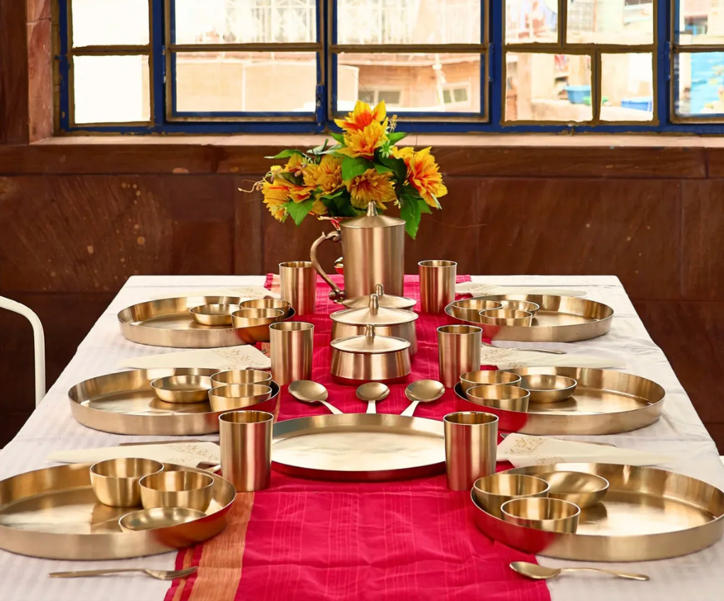 Royal 50-Piece Pure Kansa Bronze Dinner Set-3
