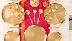 Royal Dinner set of 56 Pcs Purely Kansa Dinner set Perfect For Family Festival-3
