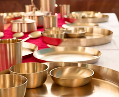 Royal Dinner set of 56 Pcs Purely Kansa Dinner set Perfect For Family Festival-4
