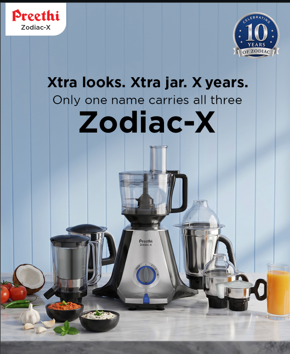 Preethi Zodiac‑X 750W Mixer Grinder Cum Food Processor – 10th Anniversary Edition with Bonus Xtra Spice Jar-2