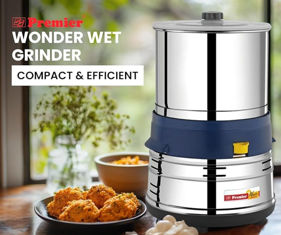 Premier Wonder Wet Grinder Pg 503 1.5 LTR 230v | Compact and Efficient, Ideal for Small Batches, 230v Motor, Durable Stainless Steel Drum, Sleek Design, Easy to Use and Clean-2