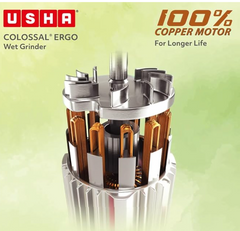 USHA Colossal Ergo Easy-Tilt Wet Grinder| 2L, 150W, 100% Copper Motor with Dual Flow Breaker, Stainless Steel Drum and Accessories| 10 Year Motor Warranty (Magenta)-5