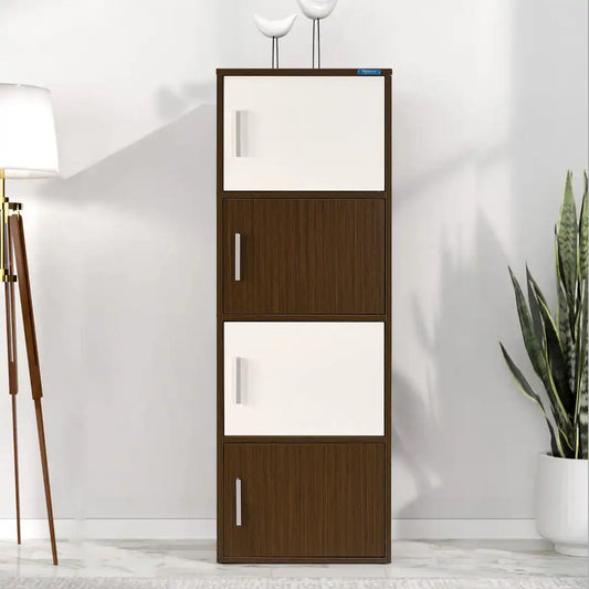 Nilkamal Sear 4 Tier Storage Cabinet (Oak/Frosty White)