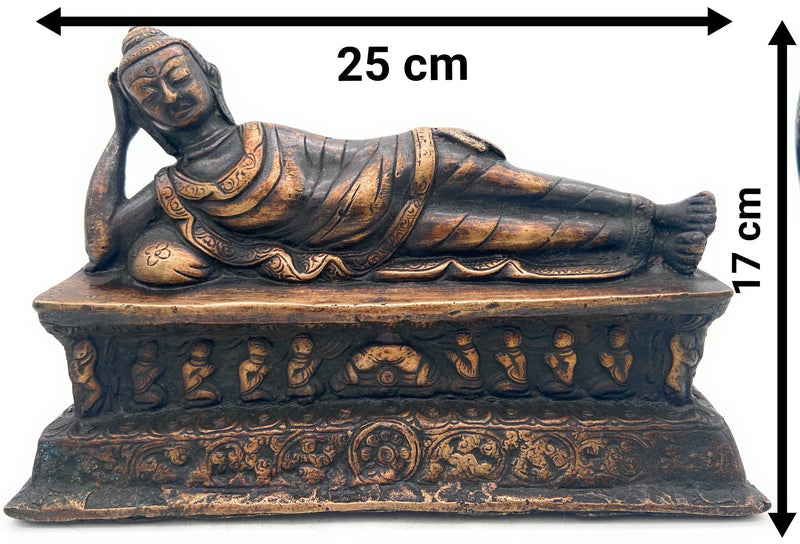 Brass Sleeping Buddha Idol | Reclining Buddha Statue Murti Sculpture for Home Decor, Pooja, Meditation & Gifts,Gold, 7 Inch, 1 Piece