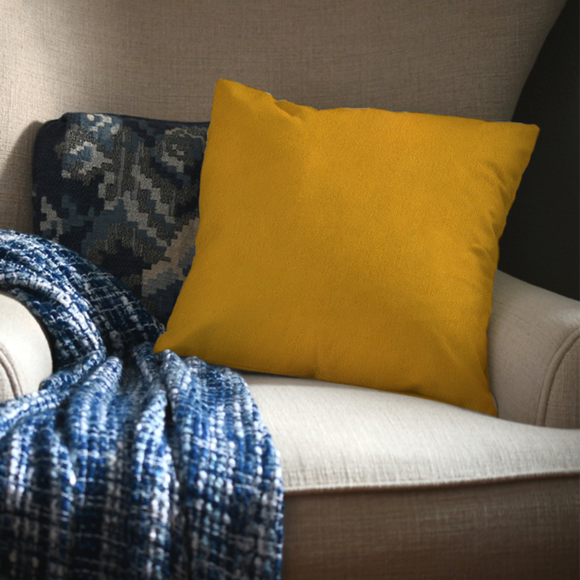 Orange Outdoor Fabric Pillow Plain Shade 02