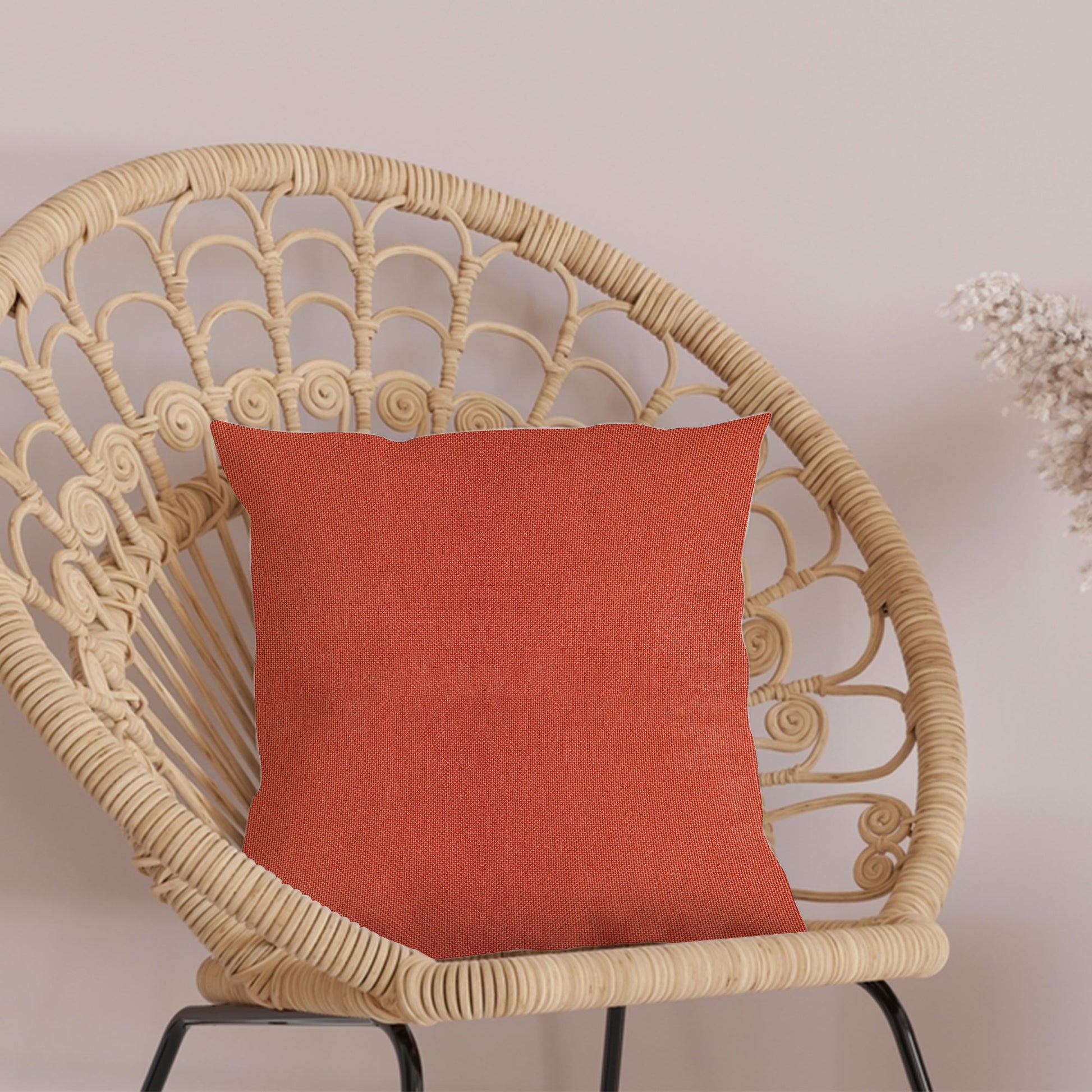Red Outdoor Fabric Pillow Plain Shade 03