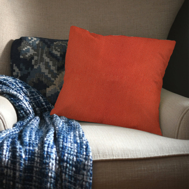 Red Outdoor Fabric Pillow Plain Shade 03