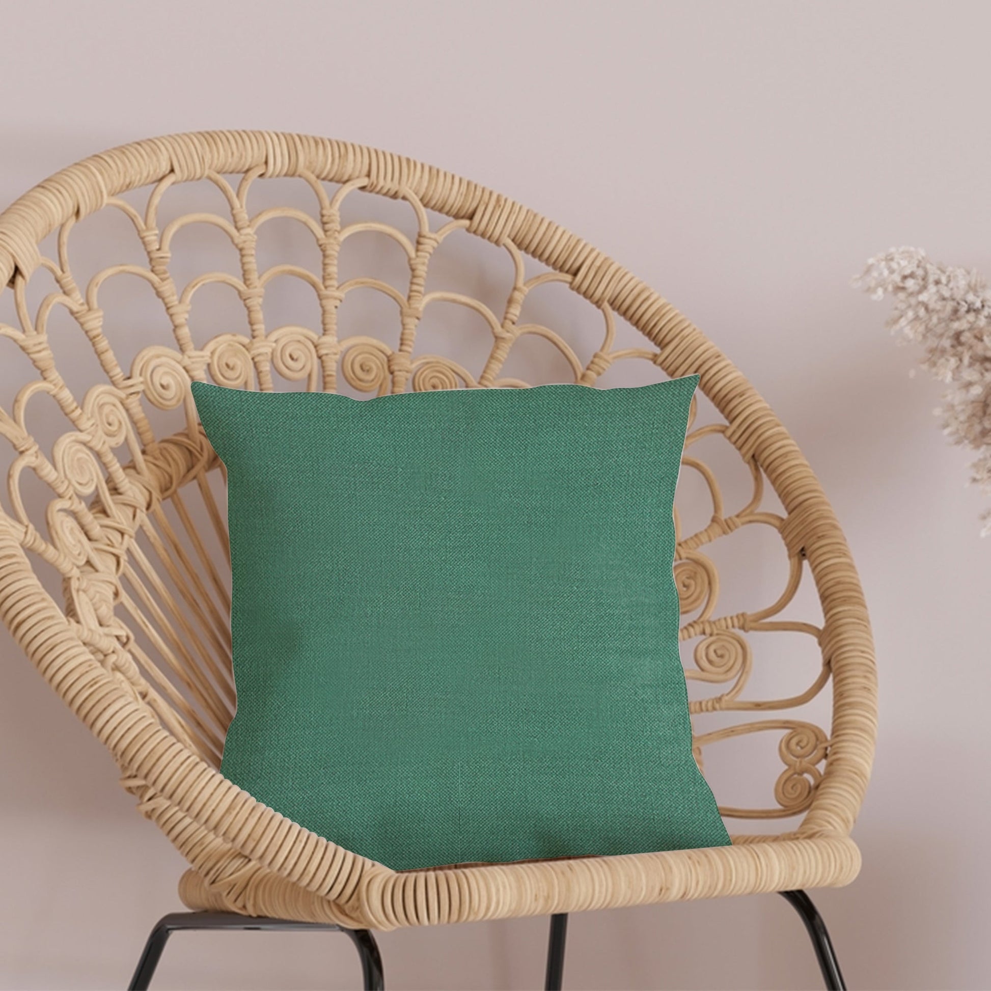 Green Outdoor Fabric Pillow Plain Shade 04