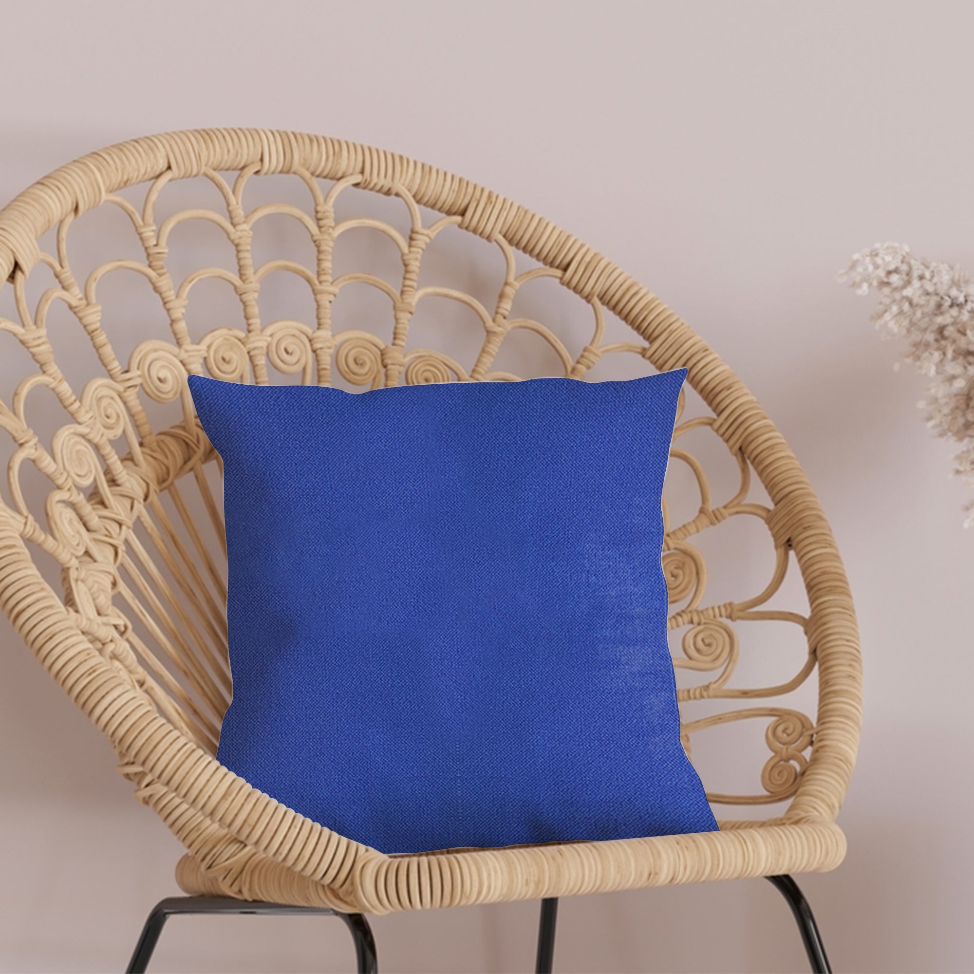 Blue Outdoor Fabric Pillow Plain Shade 05