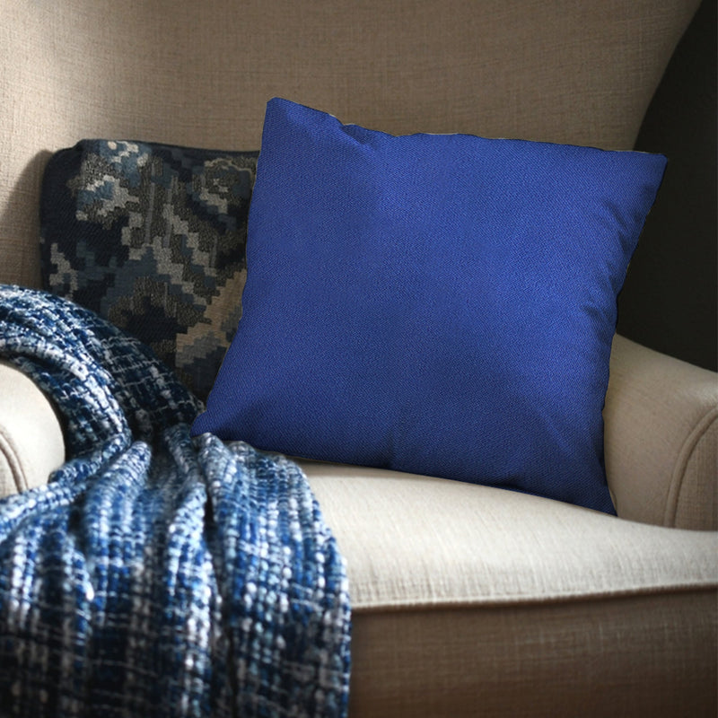 Blue Outdoor Fabric Pillow Plain Shade 05