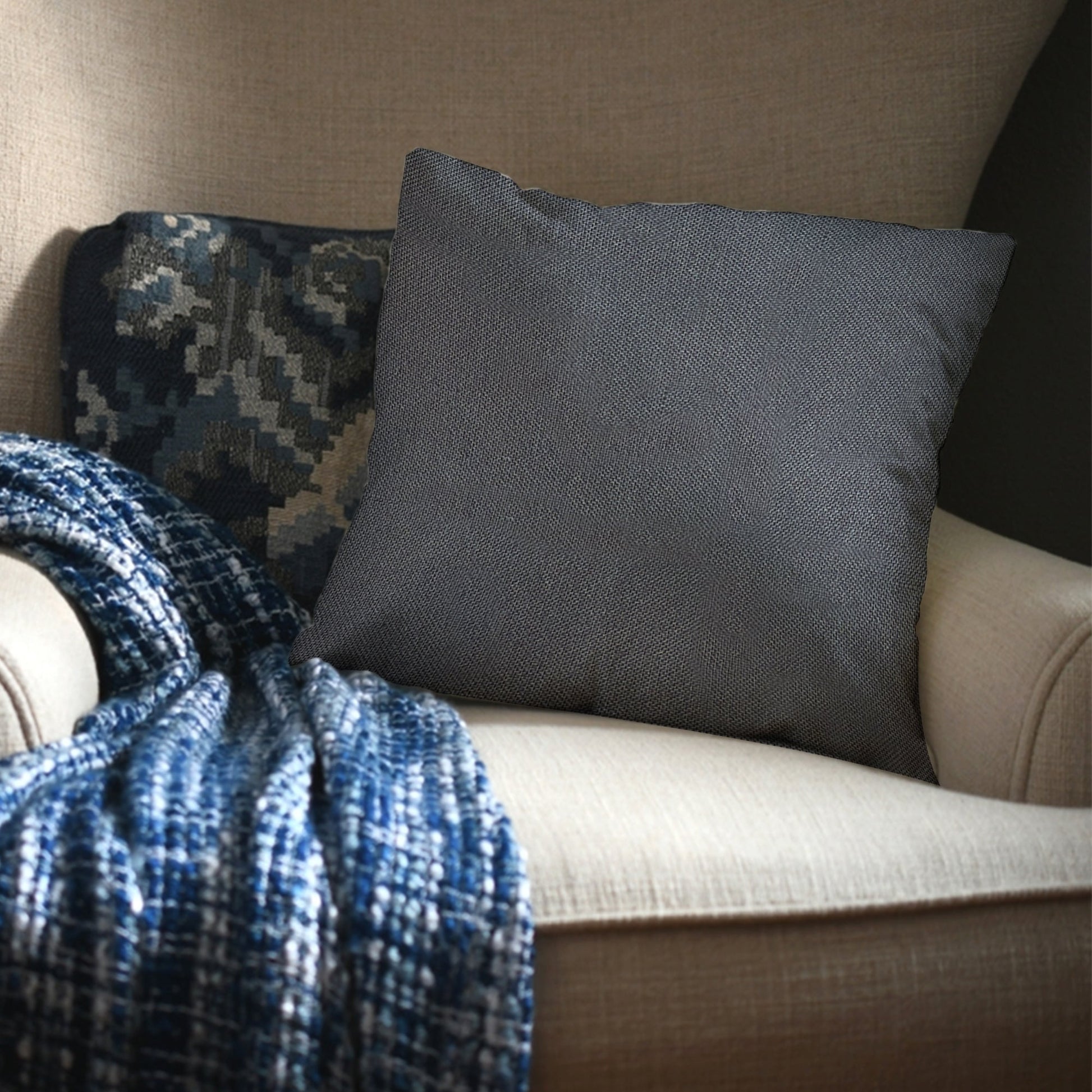 Grey Outdoor Fabric Pillow Plain Shade 06