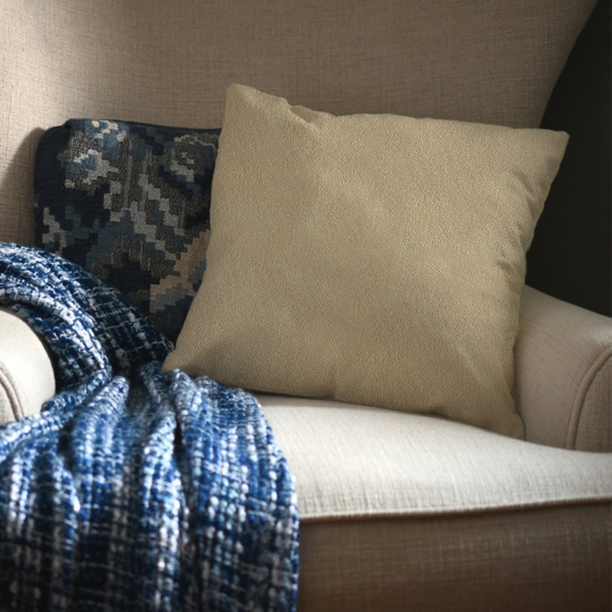 Cream Outdoor Fabric Pillow Plain Shade 10