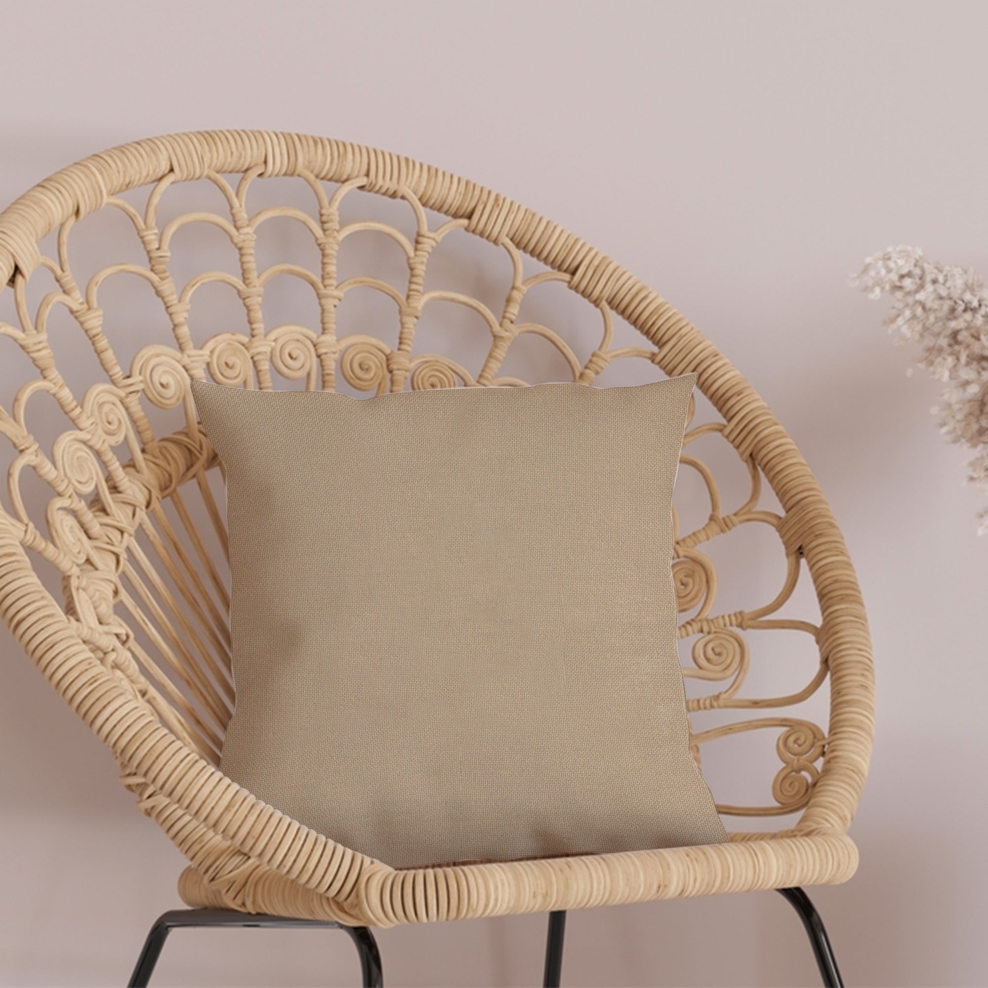 Cream Outdoor Fabric Pillow Plain Shade 16