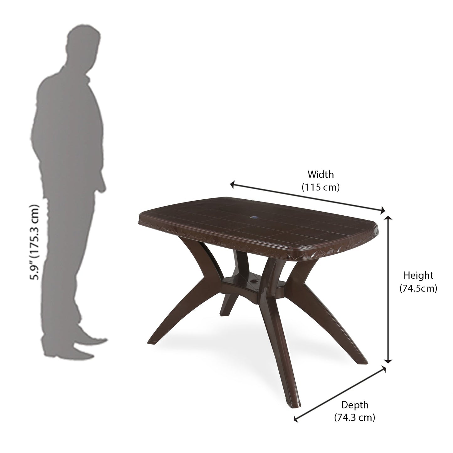 Nilkamal Shahenshah Kross legged Table (Weather Brown)