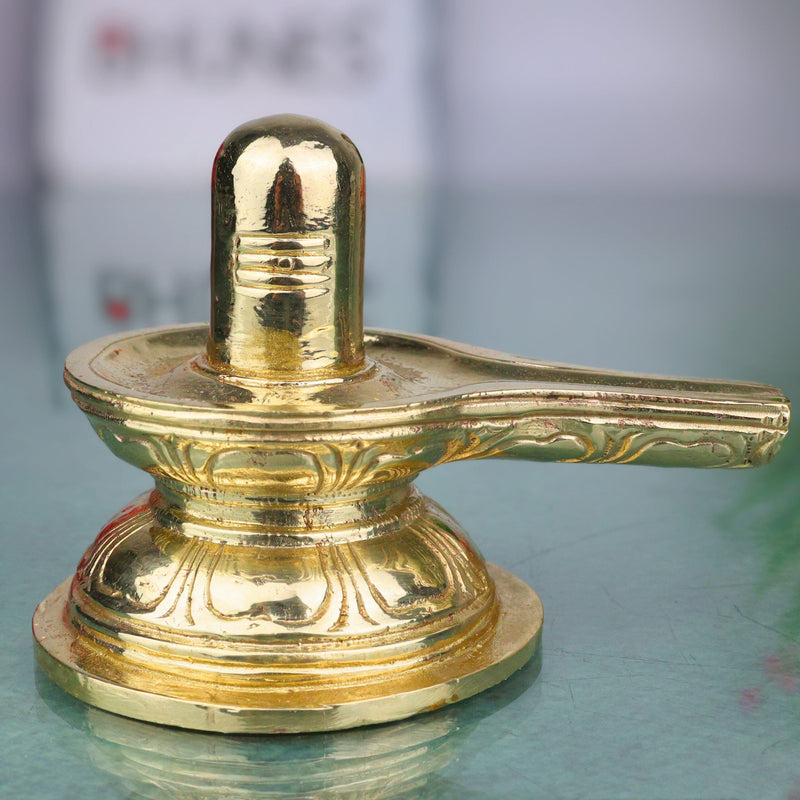 Bronze Shiva Lingam Idol, Handcrafted Shivling, Shiva Linga, Jyotirlinga, Panchaloha Ashtadhatu Sacred Pooja Vigraham, Gold, 3 Inch, 1 Piece