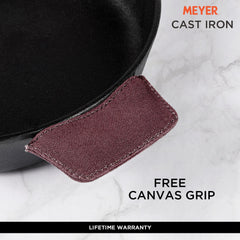 Meyer Pre Seasoned Cast Iron 2 Piece cookware Set 24cm Skillet + 28cm Flat Dosa tawa