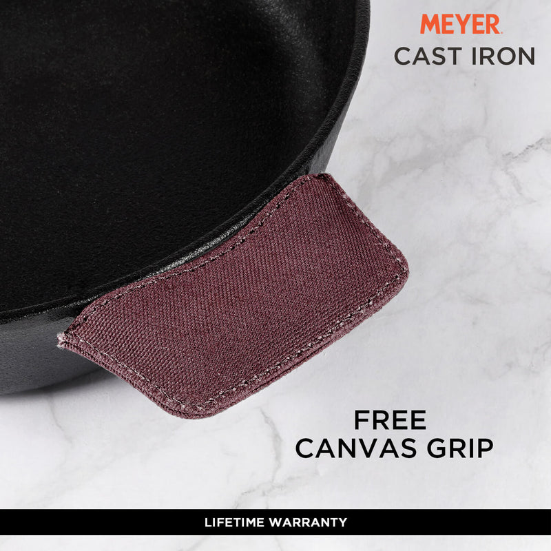 Meyer Pre Seasoned Cast Iron 2 Piece cookware Set 24cm Skillet + 28cm Flat Dosa tawa