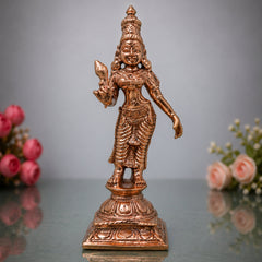Bronze Shri Devi Idol, Sri Mahalakshmi Lakshmi Narayani Rajalakshmi Kamala Padma Murti, Gold, 5 Inch, 1 Piece