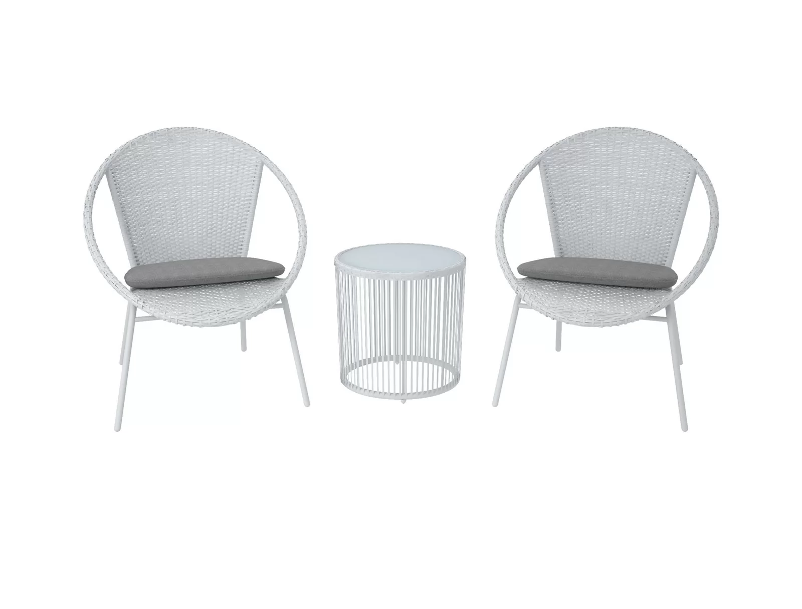 Loving Outdoor Patio Seating Set 2 Chairs and 1 Table Set (White)
