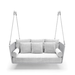 Celeste Double Seater Hanging Swing Without Stand For Balcony , Garden Swing (Silver) Braided & Rope