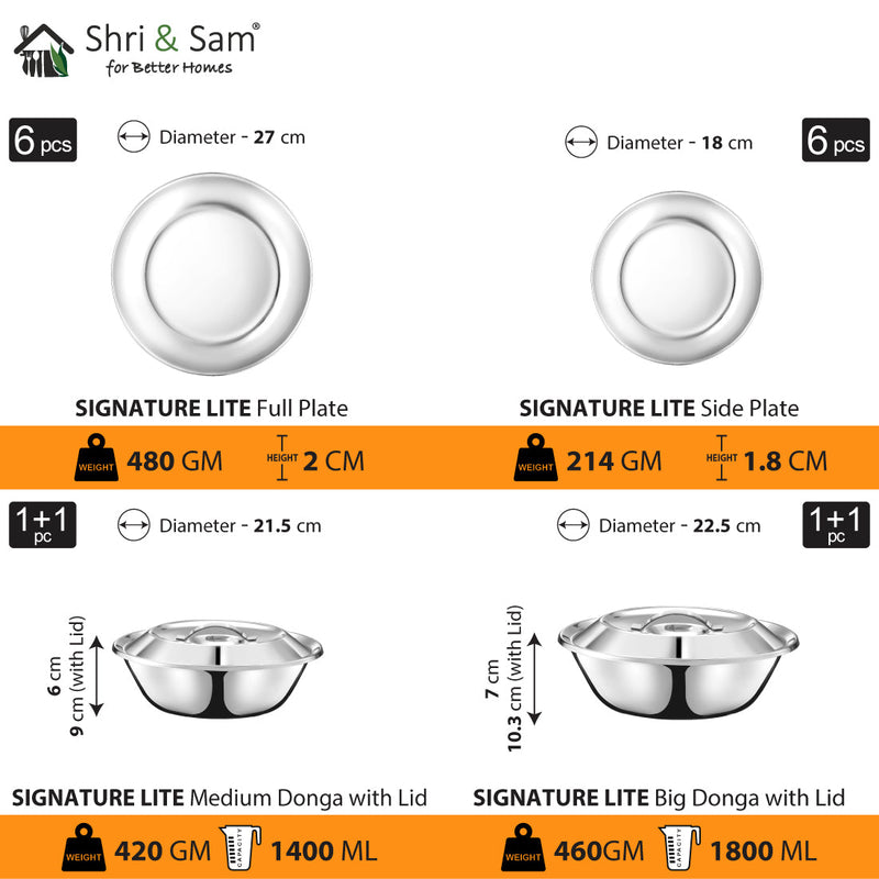 Stainless Steel 58 PCS Dinner Set (6 People) Signature Lite