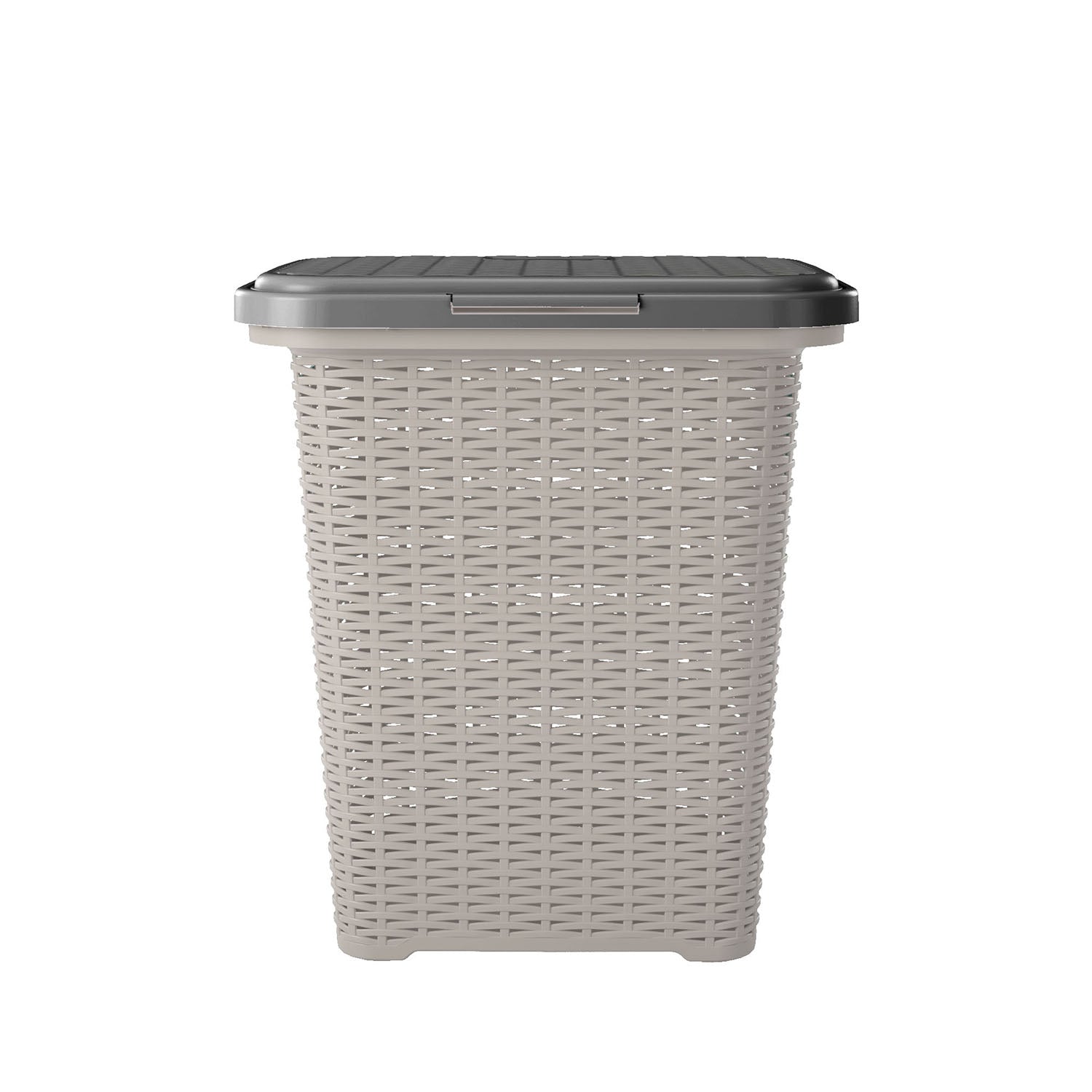 Nilkamal Elegance Laundry Basket 50 Litre with Lid  (Silky Grey & Charcoal Grey)