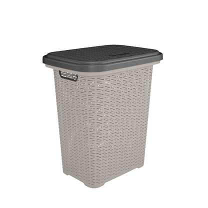 Nilkamal Elegance Laundry Basket 50 Litre with Lid  (Silky Grey & Charcoal Grey)