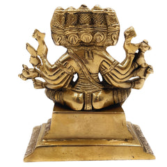 Brass Gayatri Devi Idol | Panchamukhi Vedamata Gayatri Mata Murti | Handcrafted Pital Savitri Devi Statue for Pooja & Home Decor,Gold, 6 Inch, 1 Piece