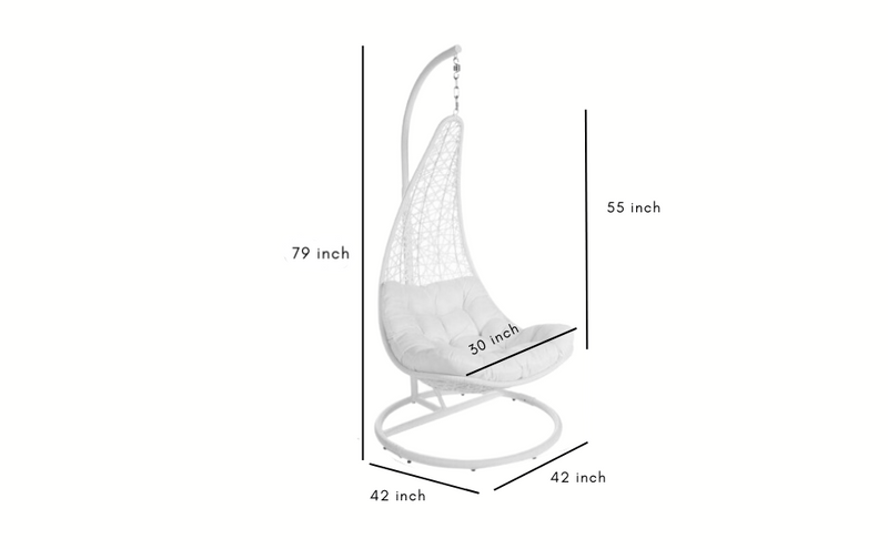Vanda Single Seater Hanging Swing With Stand For Balcony , Garden Swing (White)