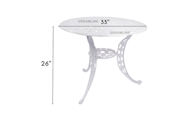 Lenz Cast Aluminium Garden Patio Seating 2 Chair and 1 Table Set