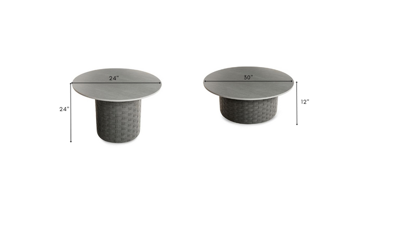 Eustacia Outdoor Sofa Set 2 Seater, 2 Single Seater, 1 Ottoman, 1 Center Table + 1 side table Set  (Grey)  Braided & Rope