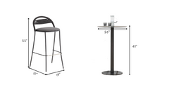 Marie Outdoor Patio Bar Set 2 Chairs and 1 Table Set (Dark Grey)  Braided & Rope