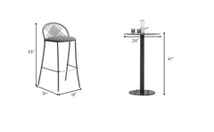 Olivie Outdoor Patio Bar Set 2 Chairs and 1 Table Set (Grey)  Braided & Rope