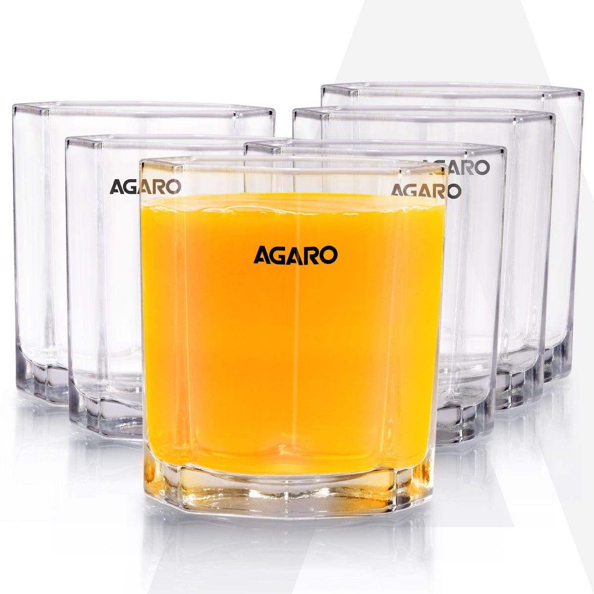 AGARO Elegant Octagonal Glass 200ml set of 6, Juice and Water Drinking Glass Transparent