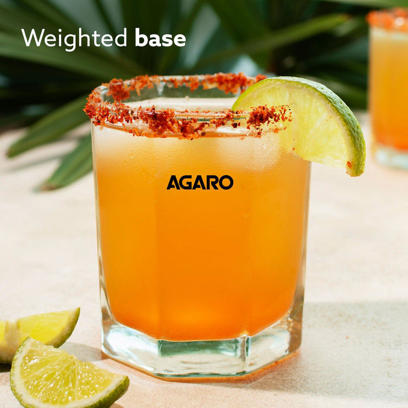 AGARO Elegant Octagonal Glass 200ml set of 6, Juice and Water Drinking Glass Transparent