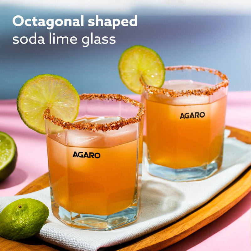 AGARO Elegant Octagonal Glass 200ml set of 6, Juice and Water Drinking Glass Transparent