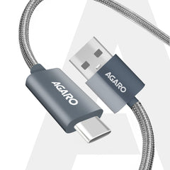 AGARO USB-A to Type C Cable, Unbreakable Braided Cable, 3A Fast Charging, Compatible with All Type C Devices Including S