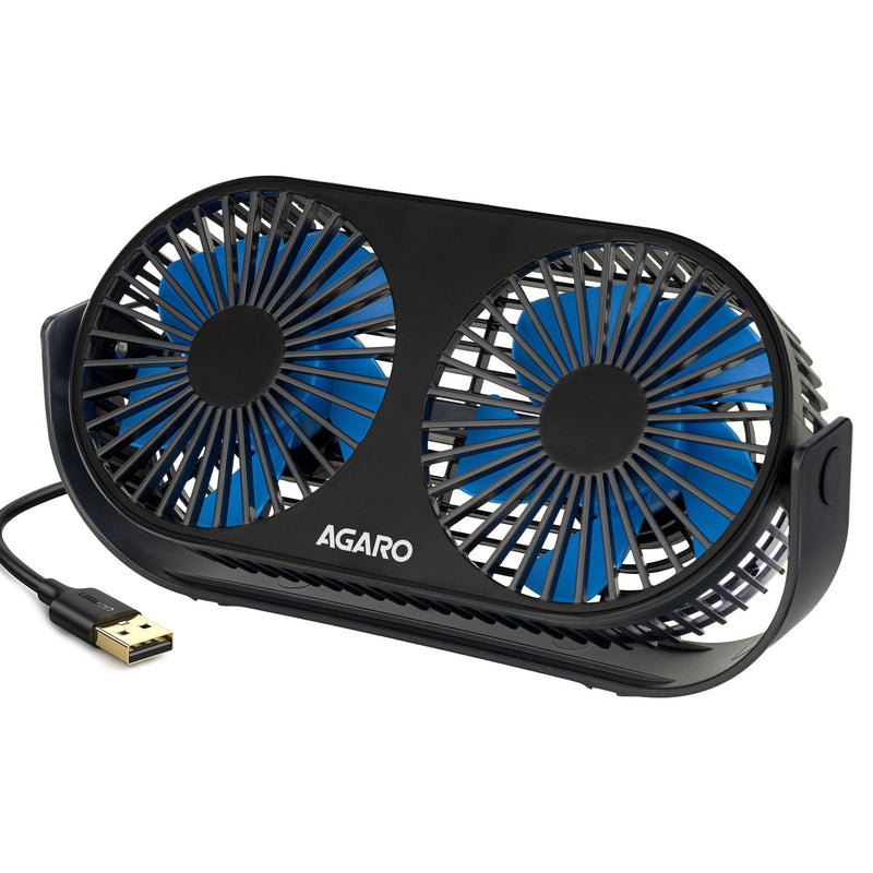 AGARO Signify USB Desk Twin Fan, Portable Dual Table Cooling Fan with 5 Blades & 3 Speed Option, USB Powered, Dual Mode,