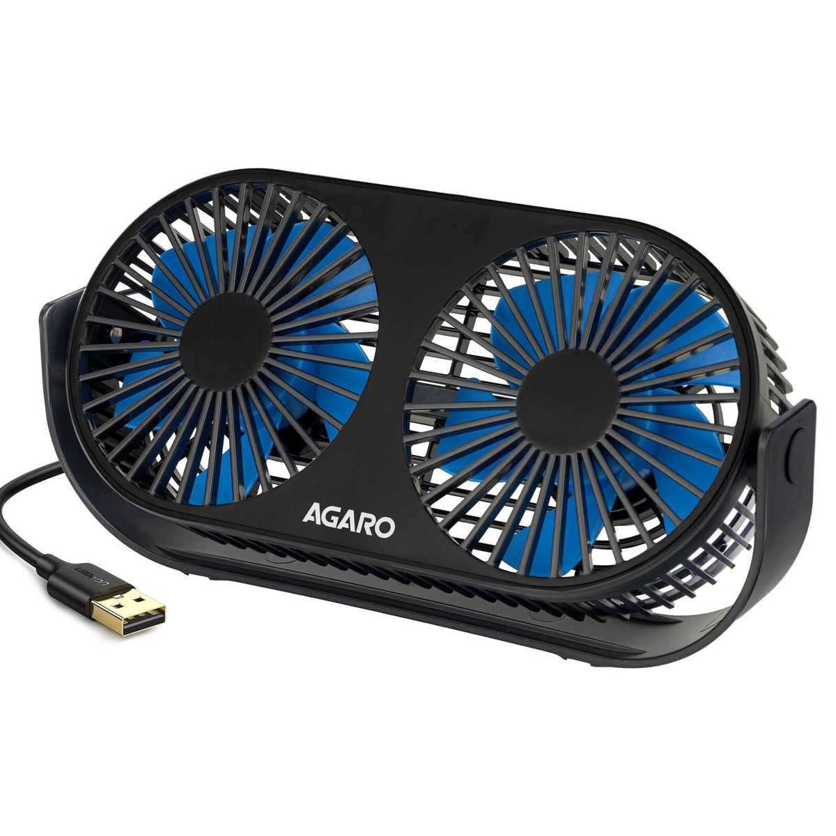 AGARO Signify USB Desk Twin Fan, Portable Dual Table Cooling Fan with 5 Blades & 3 Speed Option, USB Powered, Dual Mode,