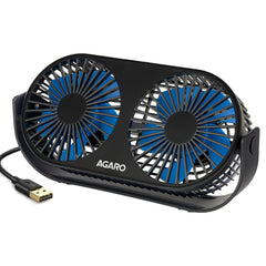 AGARO Signify USB Desk Twin Fan, Portable Dual Table Cooling Fan with 5 Blades & 3 Speed Option, USB Powered, Dual Mode,