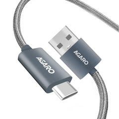 AGARO USB-A to Type C Cable, Unbreakable Braided Cable, 3A Fast Charging, Compatible with All Type C Devices Including S