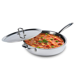 AGARO Regency Triply Saute Pan 2.5L with Lid, 26 cm, Rivetted & Stay Cool Handle, Fast Heat Absorb & Retain, Food Safe, 